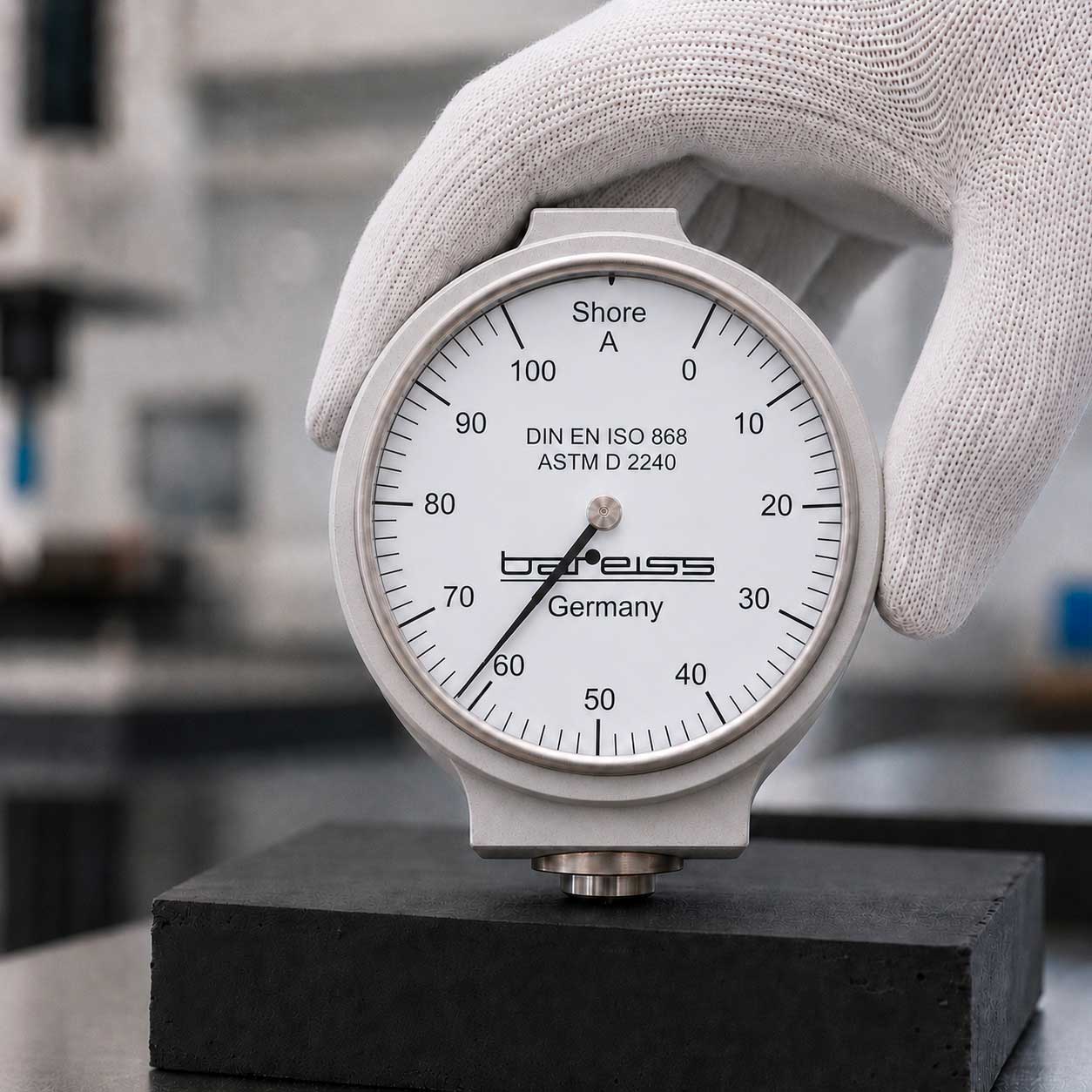 Using a durometer to measure elastomer hardness